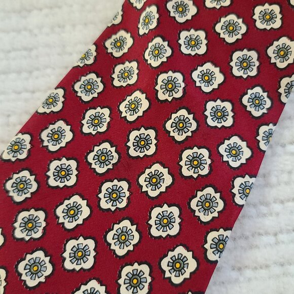 Polo By Ralph Lauren Vintage Men's Silk‎ Floral Necktie Red & White - Picture 3 of 7